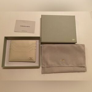 Cream Card Holder with Zipper